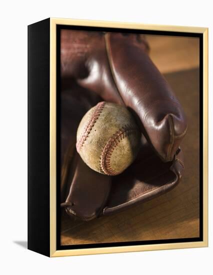 Baseball and Old Mitt-Tom Grill-Framed Premier Image Canvas