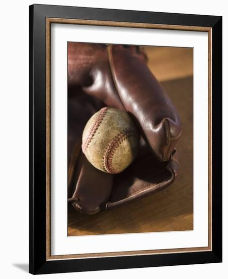 Baseball and Old Mitt-Tom Grill-Framed Photographic Print