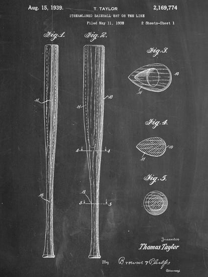 Baseball Bat Patent 1938-null-Framed Art Print