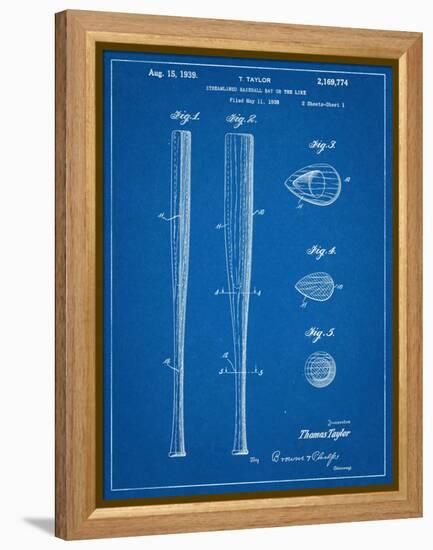 Baseball Bat Patent 1938-null-Framed Stretched Canvas