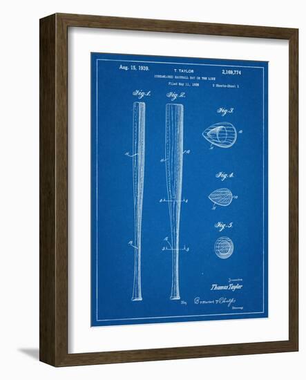 Baseball Bat Patent 1938-null-Framed Art Print