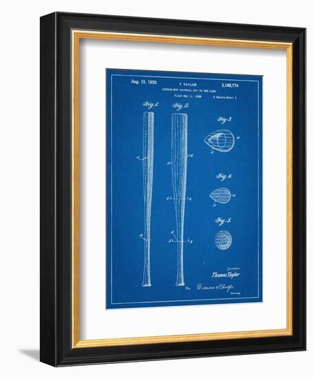 Baseball Bat Patent 1938-null-Framed Art Print