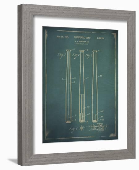 Baseball Bat Patent Blue-THE Studio-Framed Giclee Print