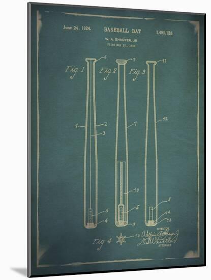 Baseball Bat Patent Blue-THE Studio-Mounted Giclee Print