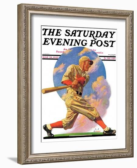 "Baseball Batter," Saturday Evening Post Cover, May 28, 1932-J.F. Kernan-Framed Giclee Print