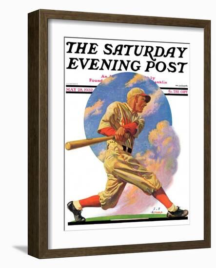 "Baseball Batter," Saturday Evening Post Cover, May 28, 1932-J.F. Kernan-Framed Giclee Print