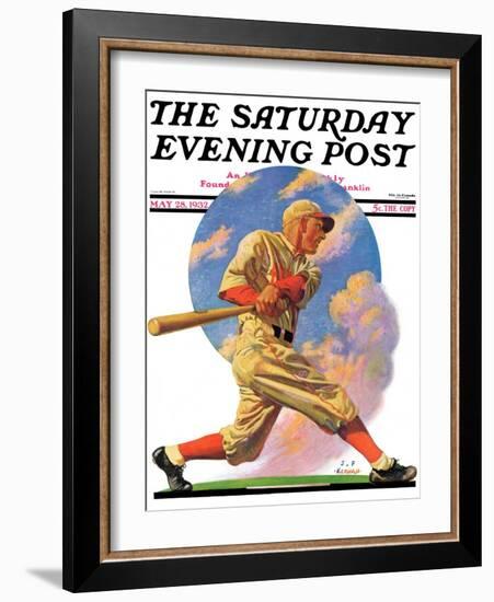 "Baseball Batter," Saturday Evening Post Cover, May 28, 1932-J.F. Kernan-Framed Giclee Print