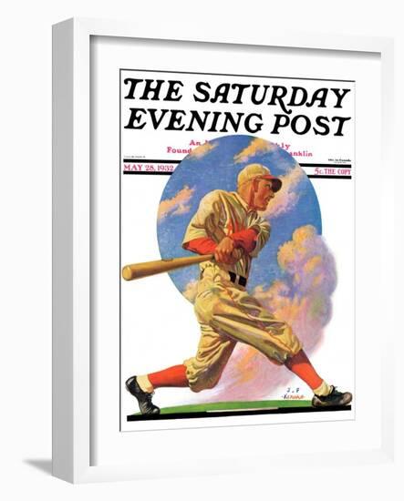 "Baseball Batter," Saturday Evening Post Cover, May 28, 1932-J.F. Kernan-Framed Giclee Print