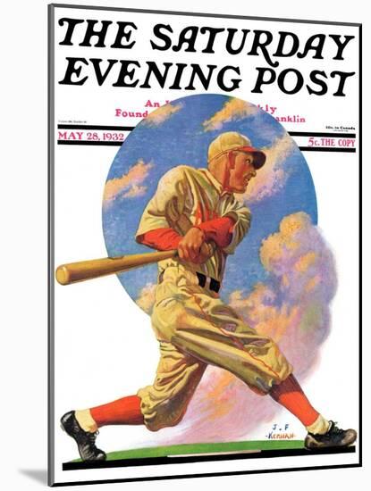 "Baseball Batter," Saturday Evening Post Cover, May 28, 1932-J.F. Kernan-Mounted Giclee Print