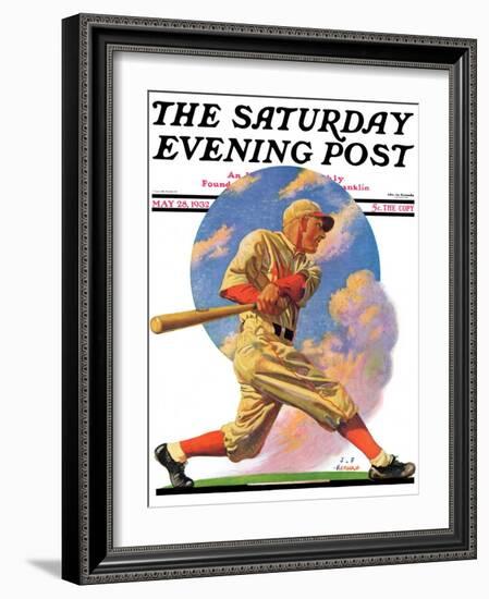 "Baseball Batter," Saturday Evening Post Cover, May 28, 1932-J.F. Kernan-Framed Giclee Print