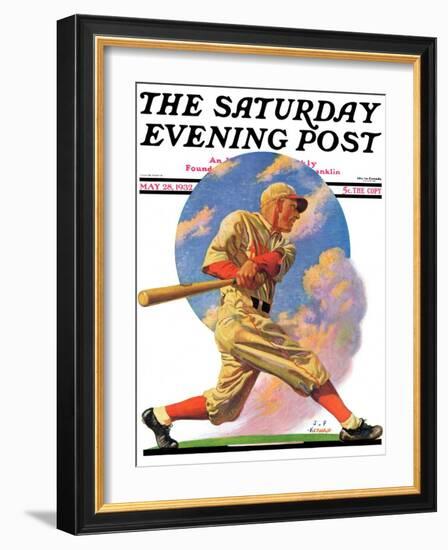 "Baseball Batter," Saturday Evening Post Cover, May 28, 1932-J.F. Kernan-Framed Giclee Print