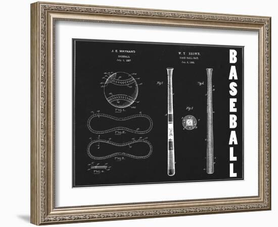 Baseball Blueprint 1-Tina Carlson-Framed Art Print