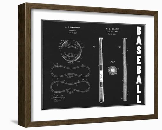 Baseball Blueprint 1-Tina Carlson-Framed Art Print