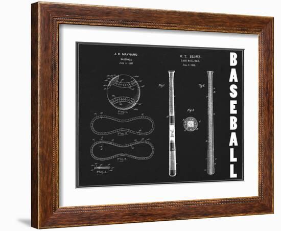 Baseball Blueprint 1-Tina Carlson-Framed Art Print