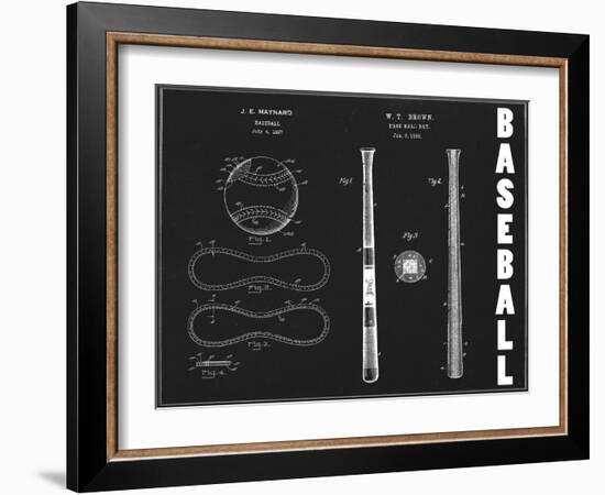 Baseball Blueprint 1-Tina Carlson-Framed Art Print