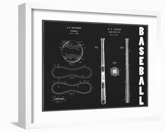 Baseball Blueprint 1-Tina Carlson-Framed Art Print