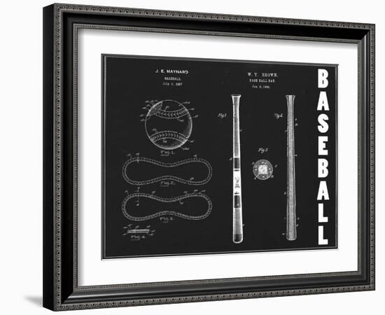 Baseball Blueprint 1-Tina Carlson-Framed Art Print