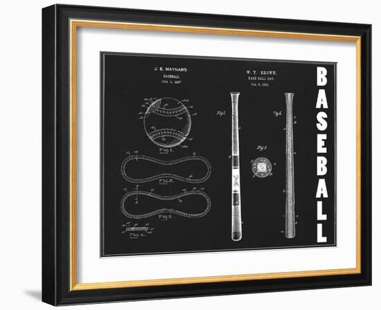 Baseball Blueprint 1-Tina Carlson-Framed Art Print