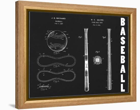 Baseball Blueprint 1-Tina Carlson-Framed Stretched Canvas