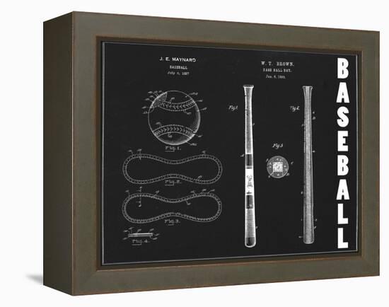 Baseball Blueprint 1-Tina Carlson-Framed Stretched Canvas