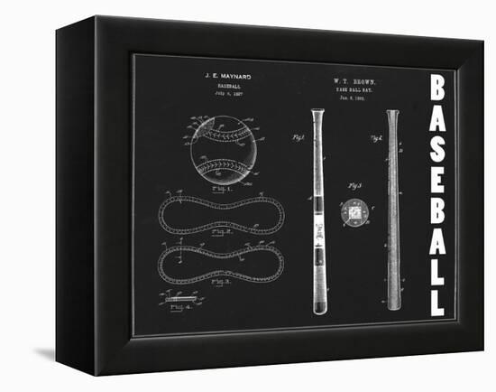 Baseball Blueprint 1-Tina Carlson-Framed Stretched Canvas