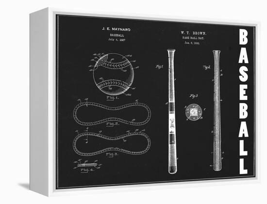 Baseball Blueprint 1-Tina Carlson-Framed Stretched Canvas