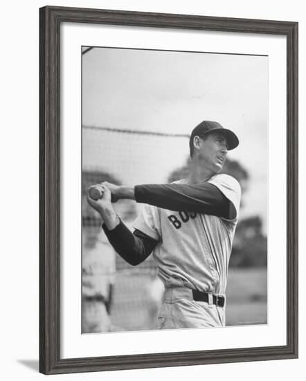 Baseball: Boston Red Sox Ted Williams Alone During Batting Practice-Frank Scherschel-Framed Premium Photographic Print