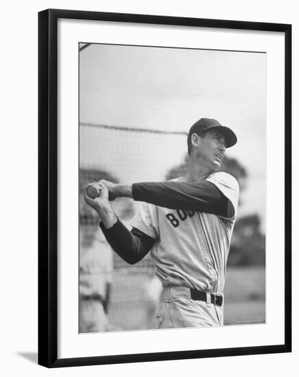 Baseball: Boston Red Sox Ted Williams Alone During Batting Practice-Frank Scherschel-Framed Premium Photographic Print