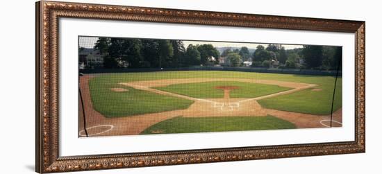 Baseball Diamond Looked Through the Net, Doubleday Field, Cooperstown, Venango County, Pennsylvania-null-Framed Photographic Print