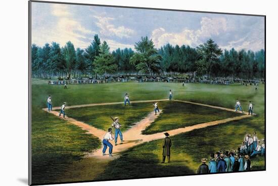 Baseball Diamond-Currier & Ives-Mounted Art Print