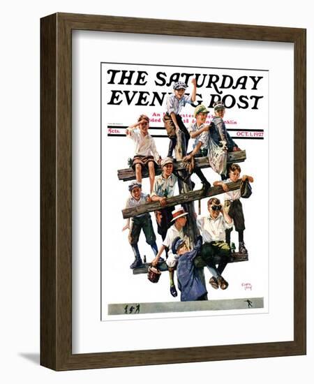 "Baseball Fans," Saturday Evening Post Cover, October 1, 1927-Eugene Iverd-Framed Giclee Print