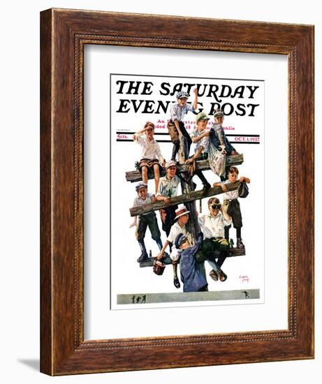 "Baseball Fans," Saturday Evening Post Cover, October 1, 1927-Eugene Iverd-Framed Giclee Print