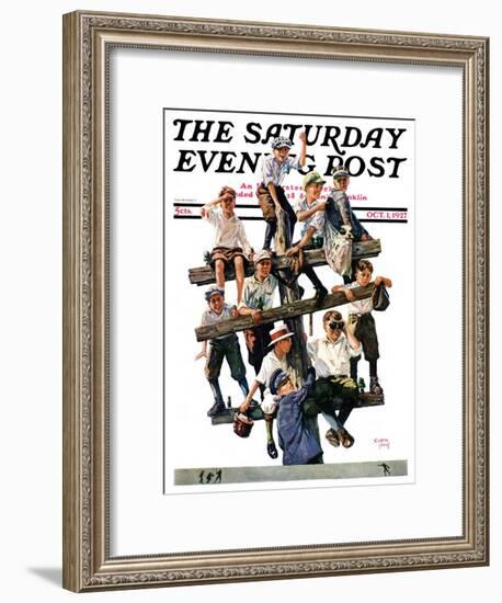 "Baseball Fans," Saturday Evening Post Cover, October 1, 1927-Eugene Iverd-Framed Giclee Print