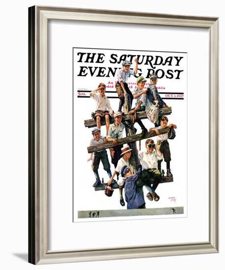 "Baseball Fans," Saturday Evening Post Cover, October 1, 1927-Eugene Iverd-Framed Giclee Print