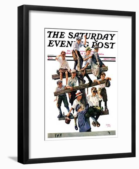 "Baseball Fans," Saturday Evening Post Cover, October 1, 1927-Eugene Iverd-Framed Giclee Print