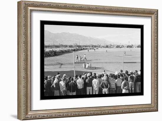 Baseball Game at Manzanar-Ansel Adams-Framed Art Print