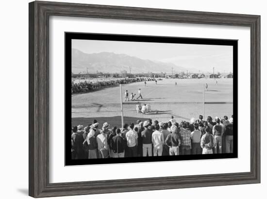 Baseball Game at Manzanar-Ansel Adams-Framed Art Print