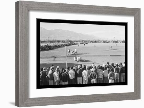 Baseball Game at Manzanar-Ansel Adams-Framed Art Print