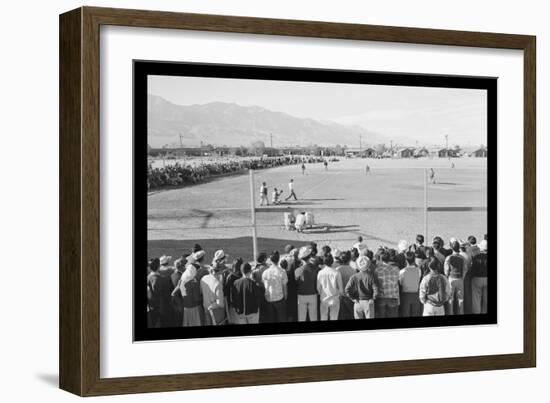 Baseball Game at Manzanar-Ansel Adams-Framed Art Print