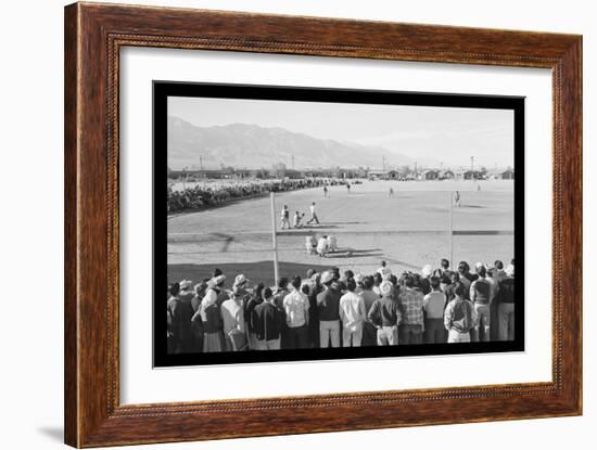 Baseball Game at Manzanar-Ansel Adams-Framed Art Print