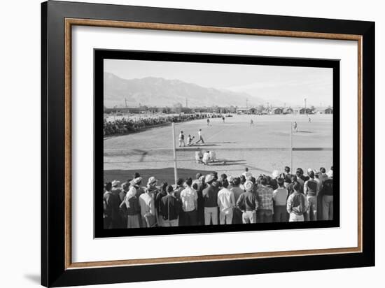 Baseball Game at Manzanar-Ansel Adams-Framed Art Print