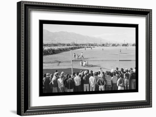 Baseball Game at Manzanar-Ansel Adams-Framed Art Print