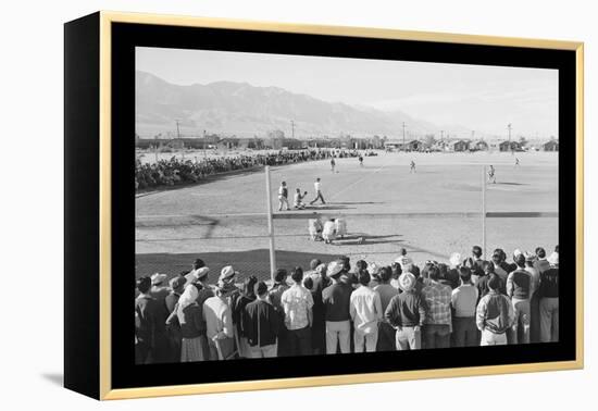 Baseball Game at Manzanar-Ansel Adams-Framed Stretched Canvas