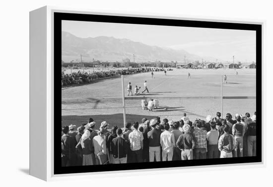 Baseball Game at Manzanar-Ansel Adams-Framed Stretched Canvas