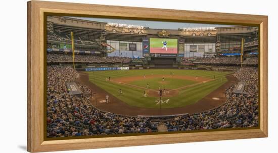 Baseball game at Miller Park, Milwaukee, Wisconsin, USA-Panoramic Images-Framed Premier Image Canvas