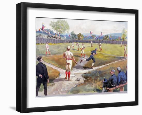 Baseball Game, c1887-L. Prang & Co.-Framed Giclee Print