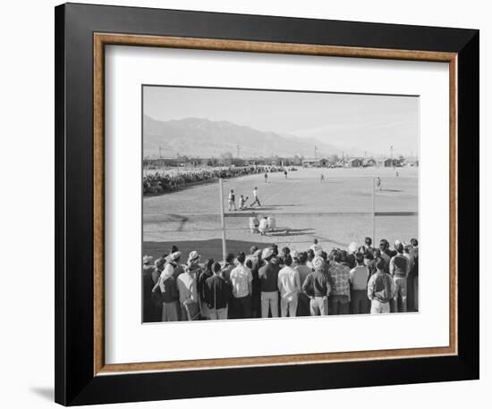 Baseball game, Manzanar Relocation Center, 1943-Ansel Adams-Framed Photographic Print