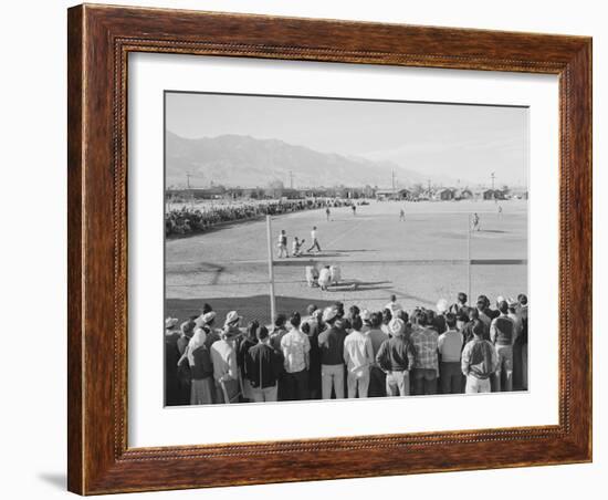 Baseball game, Manzanar Relocation Center, 1943-Ansel Adams-Framed Photographic Print