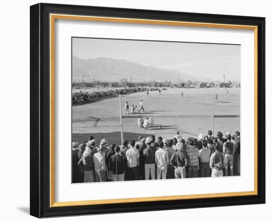 Baseball game, Manzanar Relocation Center, 1943-Ansel Adams-Framed Photographic Print