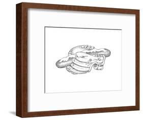 Baseball Glove and hotdog - Cartoon-John O'brien-Framed Premium Giclee Print